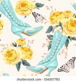 Vintage shoes seamless background