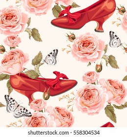 Vintage shoes seamless background