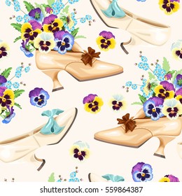 Vintage shoes seamless background