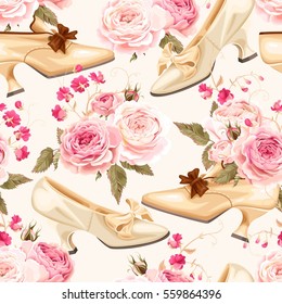 Vintage shoes seamless background