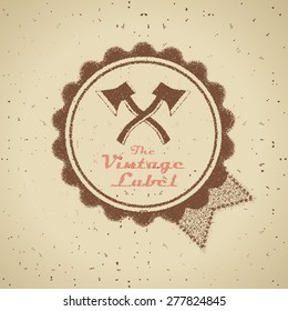 Vintage shopping heraldic label on faded paper