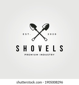 vintage shovel cross logo vector symbol illustration design