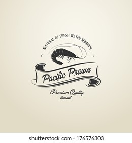 Vintage Shrimp badge in flat design style | editable vector