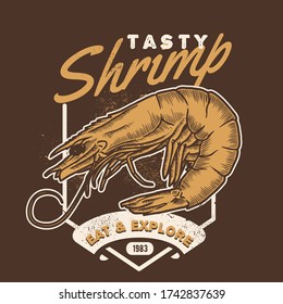 vintage shrimp handdraw style seafood