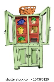 vintage sideboard - cartoon