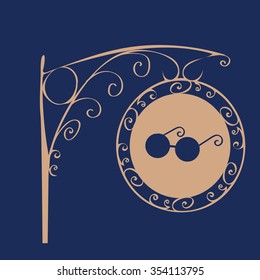 Vintage sign blind people. Sunglasses and means to view
