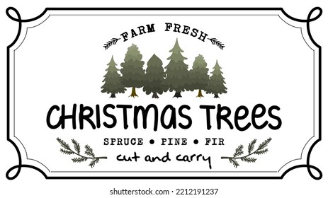 Vintage Sign For Christmas Tree Farm Vector