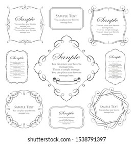 Vintage sign frames. Old decorative frame design, retro ornate label elements and luxurious vintage borders. Premium certificate badge, victorian elegant tag. Isolated vector symbols set