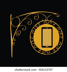 Vintage sign mobile phones. Smartphones repair and sale