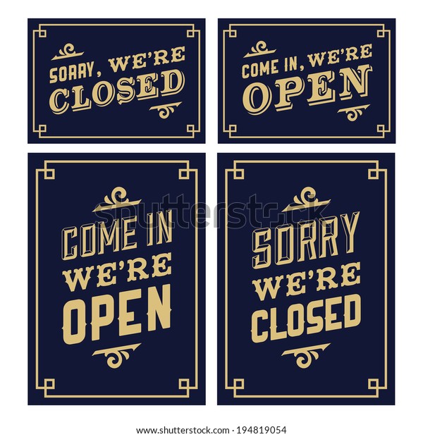 Vintage Sign Open Closed Stock Vector (Royalty Free) 194819054