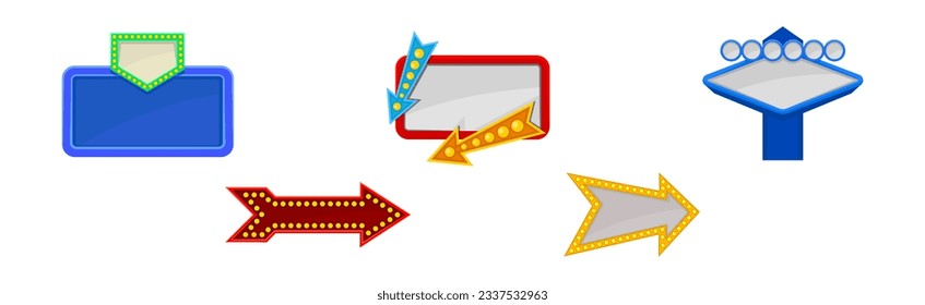 Vintage Signs and Board with Arrow and Lightbulb Vector Set