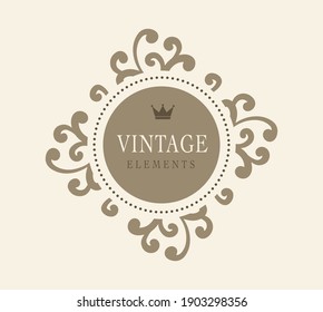Signos de época y elementos sobre fondo blanco. Elementos clásicos vintage y retro, ilustración vectorial