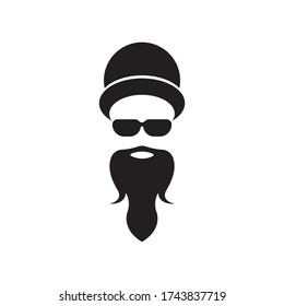 Vintage silhouette of a bowler, mustache, beard, glasses. Vector illustration of male or hipster.
