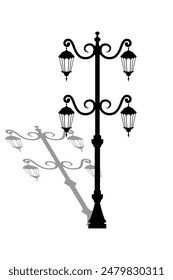 vintage silhouette design of garden lamppost, editable vector eps 10.