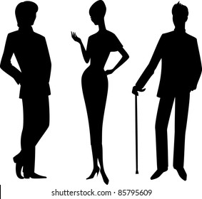 Vintage silhouette of girl with man.