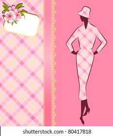 Vintage silhouette of girl. Vector