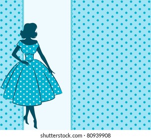 Vintage silhouette of girl. Vector