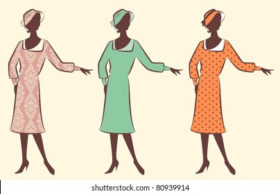 Vintage silhouette of girl. Vector