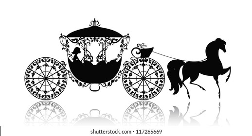 vintage silhouette of a horse carriage