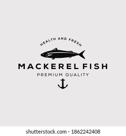 vintage silhouette mackerel fish logo illustration
