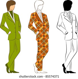 Vintage silhouette of man.Vector