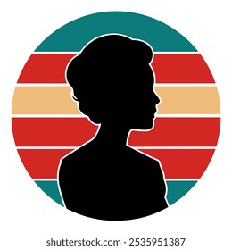 Vintage Silhouette on Retro striped vintage