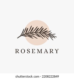 Vintage Silhouette Sprig of rosemary logo icon vector on white background