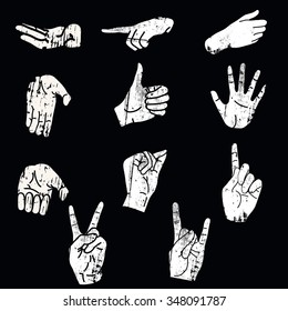 Vintage silhouettes of hands. Vector illustration