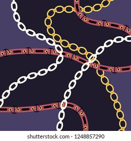 Vintage silk scarf with chains