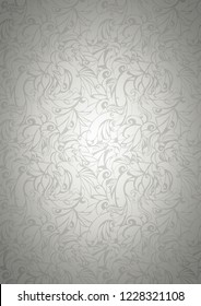 vintage silver background with floral elements and darkening to the edges in Gothic style. Royal texture, vector Eps 10