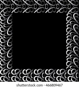 Vintage silver border on a black background