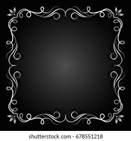 Vintage silver frame. Decorative vector frame with place for text.