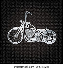 vintage silver motorcycle on metal background