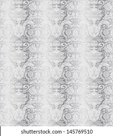 Vintage silver seamless pattern baroque