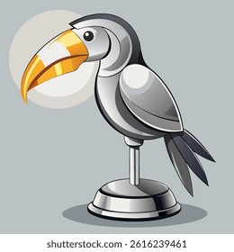 Vintage Silver Toucan Table Lamp – Resin Body with Chrome-Plated Lamp Holder