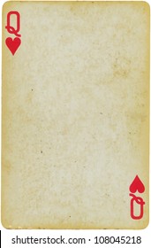 vintage simple background : playing card - queen of hearts