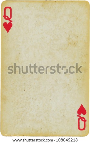 vintage simple background : playing card - queen of hearts