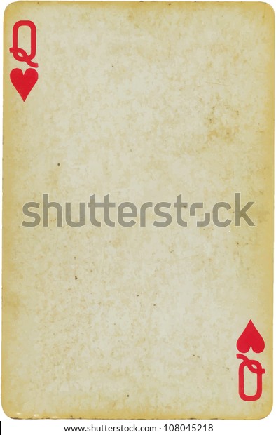 vintage simple background : playing card - queen\
of hearts