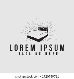 vintage simple black bed logo design vector illustration inspiration