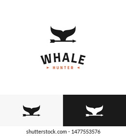 Vintage Simple Classic Whale Fin Hunter Arrow Spear logo design