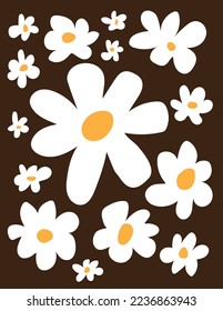 Vintage simple daisy flower vectors