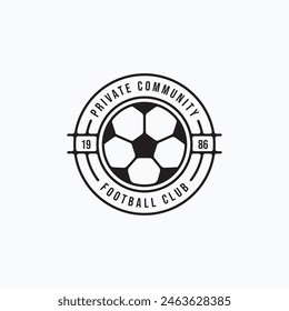 vintage simple football logo with ball element. Soccer football emblem, badge, illustration design