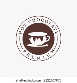 Vintage simple Hot chocolate drink logo vector icon on white background