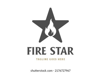 Vintage Simple Minimalist Star With Flame Fire Burn Logo Design Vector