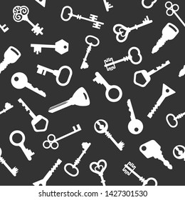 Vintage Simple Seamless Pattern with different antique Keys. Vector ilustration

