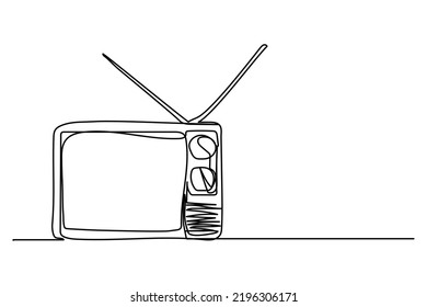 vintage single continuous line tv illustration vector design