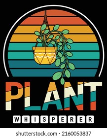 Vintage Sinset Plant Whisperer Funny Gardening Botanical Garden Gift T-Shirt