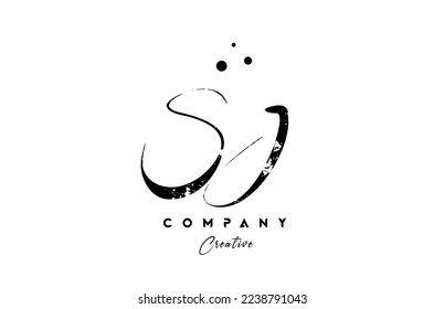 vintage SJ alphabet letter logo icon combination design with dots. Creative hand written template for company and business