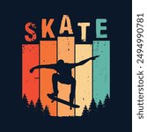 Vintage Skate T-Shirt - Retro Style Skater vector poster design