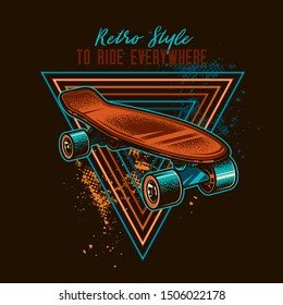 Vintage skateboard. Original vector illustration. T-shirt design
